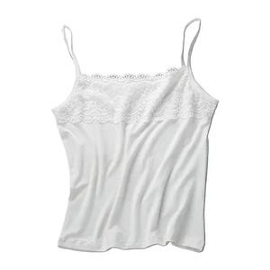 Women Basic Layer Sleeveless for <b>Tank</b> <b>Top</b> Floral Lace Splicing Chest Slim Camisole Stretchy <b>Spaghetti</b> <b>Strap</b> Solid - Product Image 1