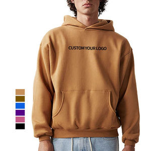 Sweatshirts à capuche surdimensionnés Boxy Fit pour hommes poids lourd haute qualité vierge Streetwear à capuche épais basiques coton mélangé - Product Image 1