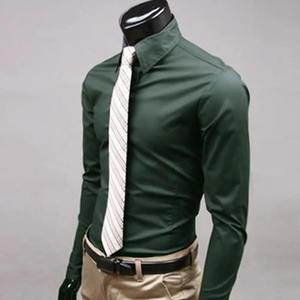 Chemises décontractées à manches longues pour hommes d'affaires, couleur unie, 100% coton, séchage rapide - Product Image 5