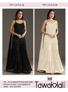 Traje de Georgette de imitación pesado y elegante más vendido con doble Santoon interior e inferior para fiesta y boda disponible para la venta - Product Image 2