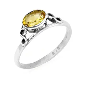 Anillo de Joyería Fina de Plata 925 con Citrino y Baño de Rodio Geométrico para Mujer - Product Image 3