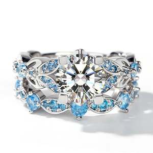 Jeulia Butterfly Round Cut <b>Sterling</b> <b>Silver</b> Engagement Ring <b>Set</b> - Product Image 1