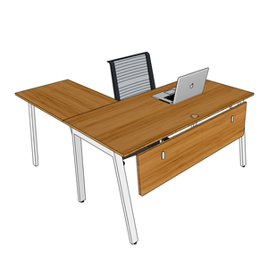 BFATB009-AtonBamboo 140x150cm L-Shaped Gaming <b>Desk</b> with <b>Foldable</b> Iron Legs Wooden Material Adjustable and Drawer Features - Product Image 4