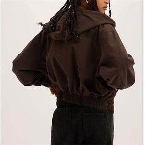 OEM Vente de gros Sweat à capuche zippé pour femmes, lavage à l'acide, broderie 3D, poids lourd 100% coton, style Hip Hop - Product Image 5