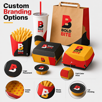 Boîtes d'emballage en papier pour hamburgers à emporter, logo personnalisé, poulet à emporter, contenants jetables de qualité alimentaire pour la restauration rapide