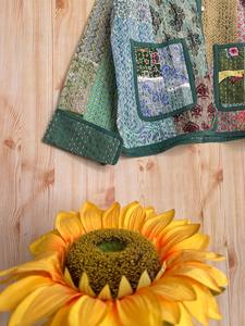 Kantha-Manteau en coton avec patchwork floral, veste réversible pour femme, tenue d'hiver bohème, fait à la main, cadeau pour les proches - Product Image 3