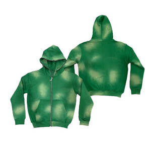 Chaqueta con capucha unisex con cremallera, lavado ácido, teñido liso, logotipo personalizado, ropa urbana, transpirable, conjunto de chándal de dos piezas de forro polar para invierno - Product Image 4