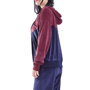 Top venta de las mujeres nueva moda Casual media cremallera deportes Sudadera con capucha pantalones de chándal cálido contraste Panel chándal - Product Image 3