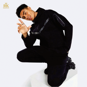 OEM Design Cotton Polyester Black Men Tech Fleece Tracksuit <b>Full</b> <b>Zip</b> <b>Hoodie</b> Joggers Sweatpants Sweatsuit - Product Image 2