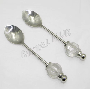 Ensemble de 4 couverts écologiques en acier inoxydable et perles de verre, couverts brillants pour la maison ou le mariage pour les hôtels et les restaurants. - Product Image 2