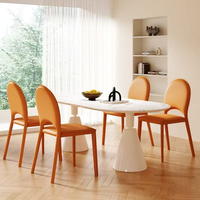 Chaise de salle à manger en cuir style crème OEM pour la maison, design moderne, chaise de dîner stable pour la maison, le bureau et le bar à domicile