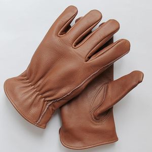 Gants de travail en cuir de vachette véritable marron pour hommes Gants de jardinage durables Gants de conducteur - Product Image 3