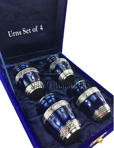 Urna Conmemorativa de Cremación de Zafiro Azul para Cenizas Humanas, Urna de Cremación Miniatura Hecha a Mano, Urna Conmemorativa de 3 Pulgadas con Caja de Terciopelo, Juego de 4 - Product Image 4