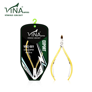 Vina profesional de acero al carbono chapado en oro, pinzas para cutículas, herramientas para el cuidado de las uñas, suministros profesionales para uñas - Product Image 1