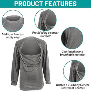 Vente en gros dialyse chimiothérapie pull blanc noir droite et gauche poitrine fermeture éclair Port accès facile chemise manches longues pour unisexe - Product Image 2