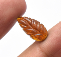 Sculptures de feuille d'ambre naturel 18X9mm feuille sculptée sur une dentelle 2.15 Cts Pologne cristal d'ambre baltique