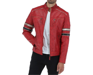 Veste de moto en cuir de mouton véritable de haute qualité pour hommes style de rue en gros coupe ajustée tissu tissé perforé Pakistan - Product Image 2