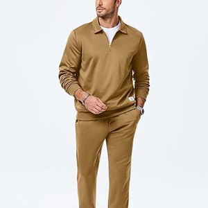 1/4 fermeture éclair hommes survêtement 2 pièces à capuche athlétique survêtements décontracté Jogging costume ensembles - Product Image 3