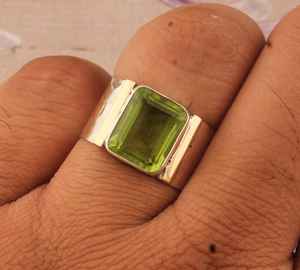 Bague de fiançailles et de mariage en argent sterling avec pierre druzy taille émeraude faite à la main, bijou vintage classique, cadeau - Product Image 3