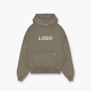 OEM personalizado 400-500 GSM liso en blanco Sudadera con capucha de gran tamaño Rosa 80% Algodón 20% poliéster Sudadera con capucha recortada con patrón sólido - Product Image 4