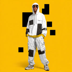 Baggy Cargo Hoodie <b>Jogger</b> Sets Men Winter Street Pullover Hood Top Cargo Sweatpants Two Piece Sets Men <b>Oversized</b> Tracksuit Men's - Product Image 5