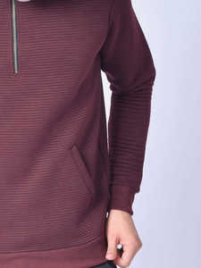 เสื้อสเวตเตอร์แขนยาวมีฮู้ดสำหรับผู้ชายเสื้อสเวตเชิ้ตปักลาย100% สีพื้นมีซิปครึ่งตัวสำหรับฤดูหนาวงานตามสั่ง - Product Image 2