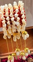 Bracelet Boho en Coquillage avec Jhumka Latkan en Fil de Soie pour Mariage et Demi Saree Fonction