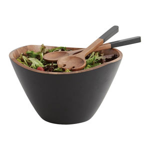 Custom Dining Table Acacia Wood Salad Bowl <b>Large</b> Wooden Serving Bowl with Food <b>Safe</b> Finish Modern Farmhouse Design - Product Image 6