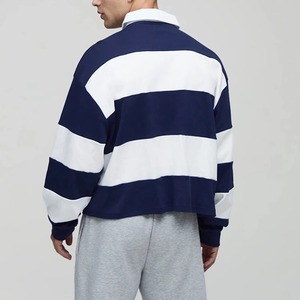 Camiseta de Rugby a Rayas de Algodón Puro al por Mayor, Cuello Polo, Manga Larga, Camiseta de Rugby para Hombre, 100% Algodón, Proveedor Mayorista Personalizado - Product Image 4