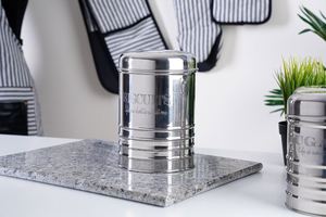 Pot de rangement en métal galvanisé fantaisie argent pour le stockage des aliments aliments secs cuisine décorative hôtel restaurant fabriqué en inde - Product Image 4