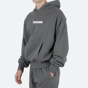 Sweat à capuche court pour hommes de haute qualité Boxy Fit sans ficelles surdimensionné pour sweat à capuche imprimé bouffant 100% coton taille XL - Product Image 5