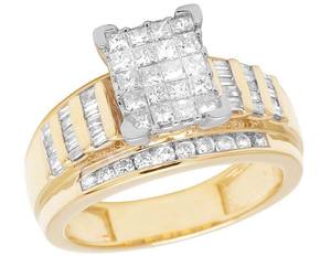 S925 Argent Carré Forme Cluster Rond, Baguette Et Princesse Coupe Moissanite Diamant Anneau avec pour Des Occasions Spéciales - Product Image 1