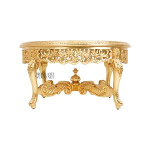 Mesa de Centro Redonda de Lujo con Tapa de Mármol Blanco, Patas Talladas en Oro Elegantes y Diseño Europeo Clásico y Atemporal - Product Image 2