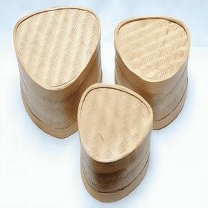 Eco Friendly Handwoven Wooden Storage <b>Baskets</b> <b>with</b> <b>Lids</b> Decorative & Functional Set - Product Image 1