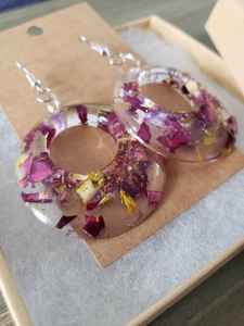 Pendientes de resina redondos transparentes de moda hechos a mano con copos de oro, joyería de boda para mujer, Pendientes colgantes para niñas - Product Image 3