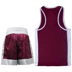 Conjunto de boxeo de poliéster 100% de alta calidad Ropa de artes marciales superior que incluye pantalones cortos y chaleco - Product Image 2