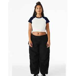 Personalizado negro de gran tamaño en blanco liso blanco Lose Fitting Crop Top camisetas atléticas Spandex bebé negro gimnasio recortado camiseta Mujer - Product Image 3