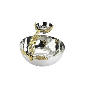 Tazón decorativo martillado a mano con tallo de flor dorada, bellamente hecho a mano para la decoración del hogar y el restaurante - Product Image 5