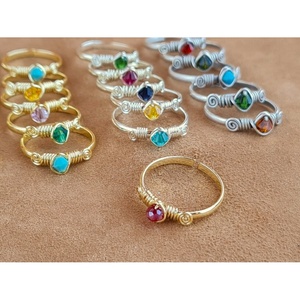 Vibrant Stone Fashion <b>Rings</b> Gold and Silver Plated Wire Wrap for Resale Boutiques - Product Image 2