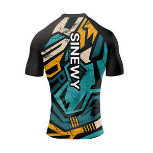 Custom Logo Printed Men <b>Women</b> Fitness Sports <b>Rash</b> <b>Guards</b> Breathable Gym Fighting with Short Sleeves - Product Image 2