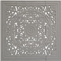 Décoration murale en bois sculpté Mandala Smart Art, mobilier de chambre en bois d'ingénierie, style Boho côtier, tête de lit blanchie à la chaux, lot de 3