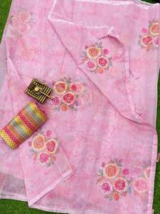 Nuevo Lanzamiento de estilo indio y pakistaní, estampado floral elegante, trabajo de múltiples hilos y bordado, Sari indio para ropa de mujer y Niña - Product Image 4