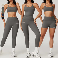 Conjunto Deportivo de 5 Piezas para Mujer de Alta Calidad, Bra Deportivo, Leggings Transpirables, Ecológicos, de Secado Rápido, Top Corto de Cintura Alta y Chaqueta