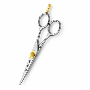 Ciseaux à cheveux de qualité supérieure, 6,5 pouces, en acier inoxydable, lame ventilée, ciseaux de barbier, vis dorée, outil de salon - Product Image 1