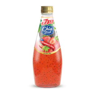 Boisson aux graines de chia en bouteille de verre de 290 ml avec 30 % de jus de fruits, jus de fraise, marque privée OEM ODM HALAL BRC, fabricant de boissons - Product Image 1