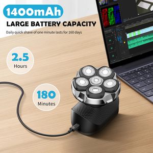 Afeitadora Rotativa 6D para Hombre, Rasuradora Eléctrica para Cabeza Calva con Pantalla LED, Uso en Seco/Húmedo, Carga USB, Cabezal Magnético, Resistente al Agua IPX7, Repuesto de Cabezal - Product Image 6