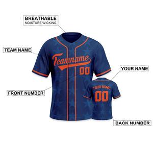 Camiseta de béisbol personalizada, camiseta de manga corta con botones para hombres y mujeres, color azul marino, naranja, nombre personalizado impreso - Product Image 4