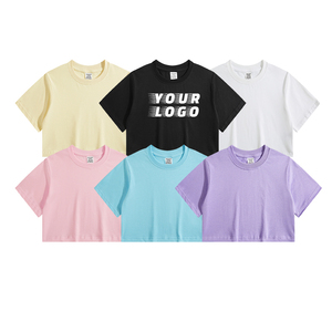 T-shirts crop top unis teints en gros – T-shirts crop top basiques d'été en gros – T-shirts décontractés streetwear - Product Image 2
