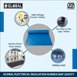 Alfombrilla de goma de aislamiento eléctrico azul Global Premium 11KV Clase B 1 Mtr X 2 Mtr 2,5mm de espesor 1 pieza/lámina aislante - Product Image 4