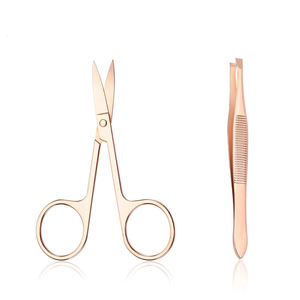MEDZORA SURGICAL Pince à épiler pour extension de cils de qualité A + de haute qualité Pince à épiler pour sourcils Set de ciseaux en acier inoxydable or rose MS-2040 - Product Image 1